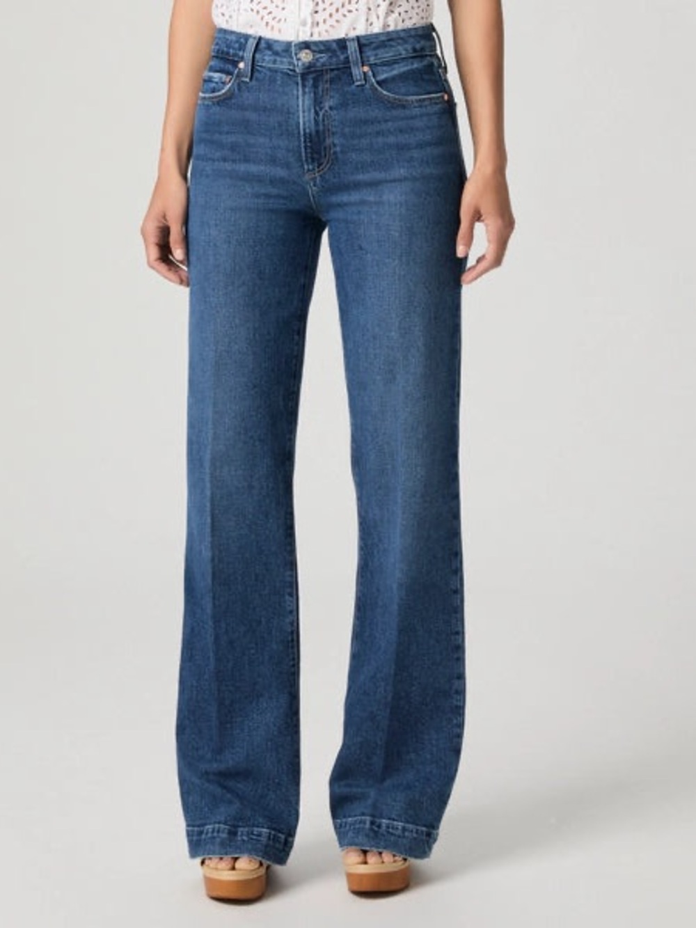 Paige Leenah Wide Leg Jeans 28 Med Denim Blue Soundcheck Minimalist Quiet Lixury